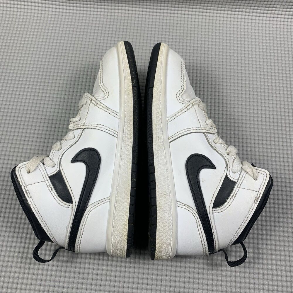 Nike Air Jordan 1 Mid Athletic Shoes "White/Black" DQ8424-132 Size 11 C - Picture 4 of 8